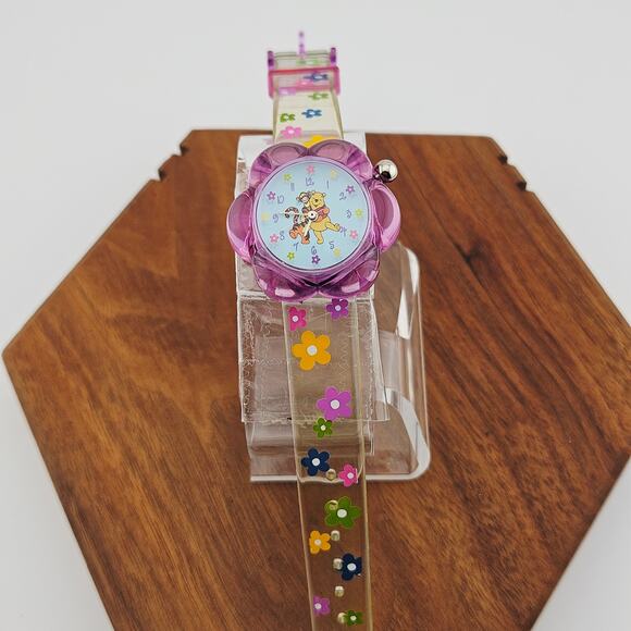 Disney Kids Winnie The Pooh & Tiger Character Watch Pink Floral Daisy Cutesy - Picture 1 of 6